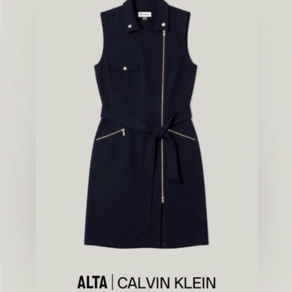 Calvin Klein Dresses & Skirts - Calvin Klein Navy Dress with Gold Accents